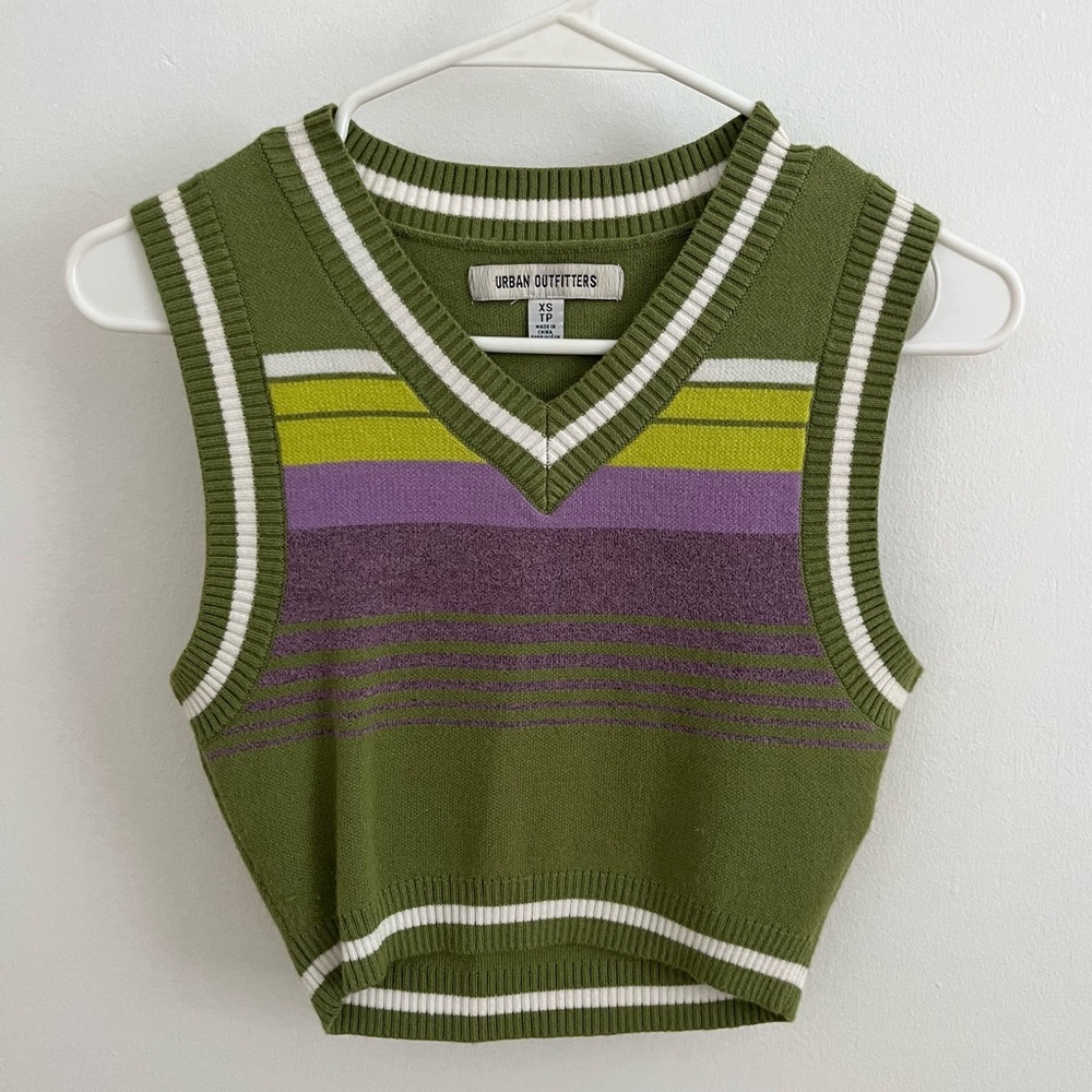 Urban Outfitters Striped Cropped Sweater Vest